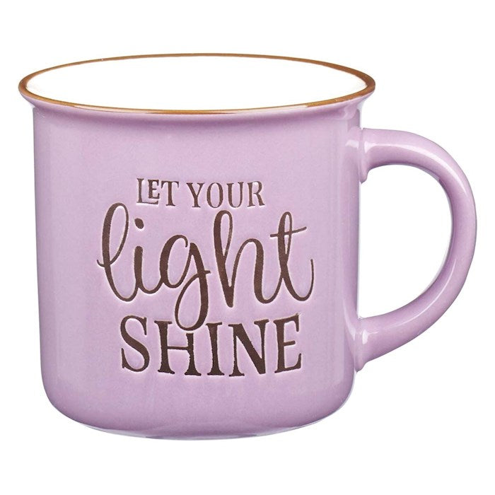 Mug-Let Your Light Shine (Matthew 5:16)-Lavender Camp-Style Ceramic