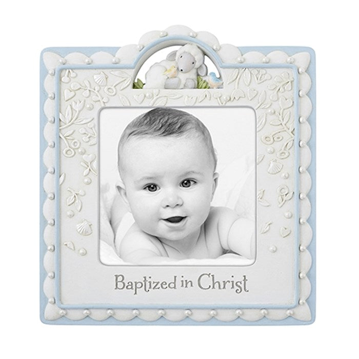 Photo Frame-Baptized In Christ-Blue (Holds 4 x 4 Photo)