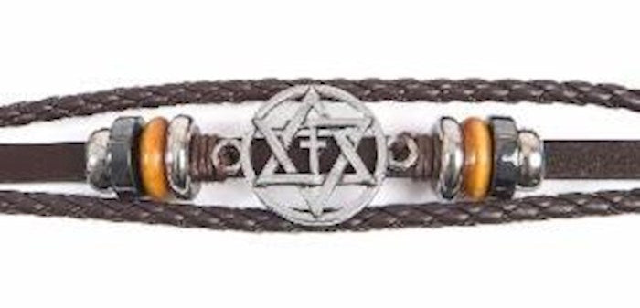 Bracelet-Star Of David &amp; Cross-Leather Cord (