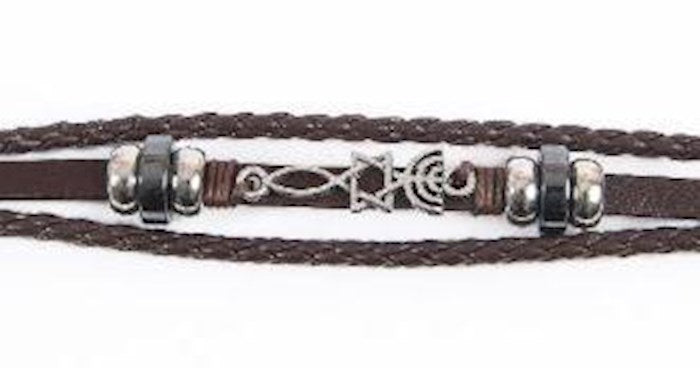 Bracelet-Roots Symbol-Leather Cord (