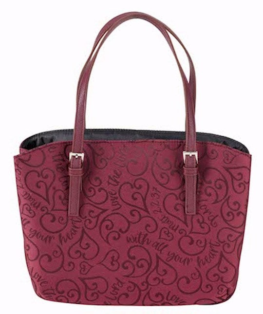 Bible Cover-Wedge Shape-Love The Lord Jacquard-Burgundy-LRG