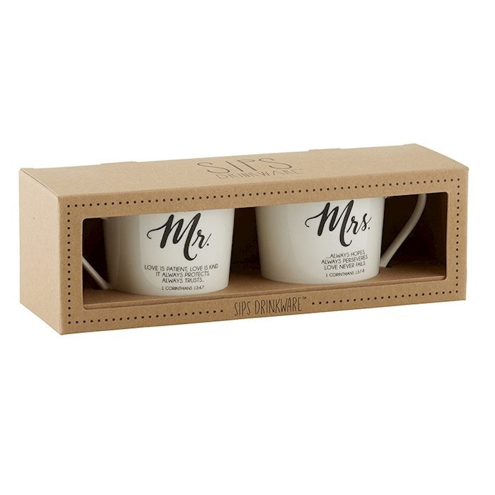 Mug Set-Mr. &amp; Mrs.-Cafe Style (Set Of 2)