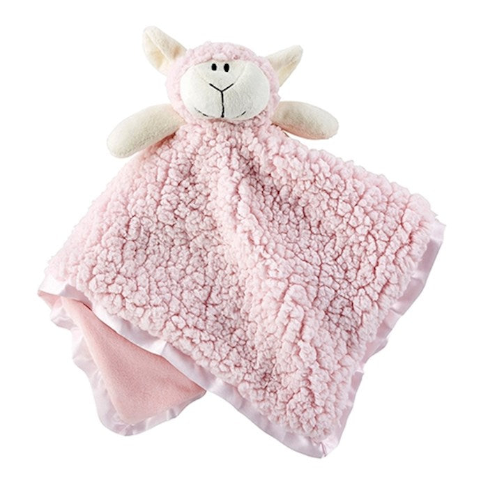 Blankie-Cuddle Bud-Lamb-Satin Trimmed-Pink (18 x 18)