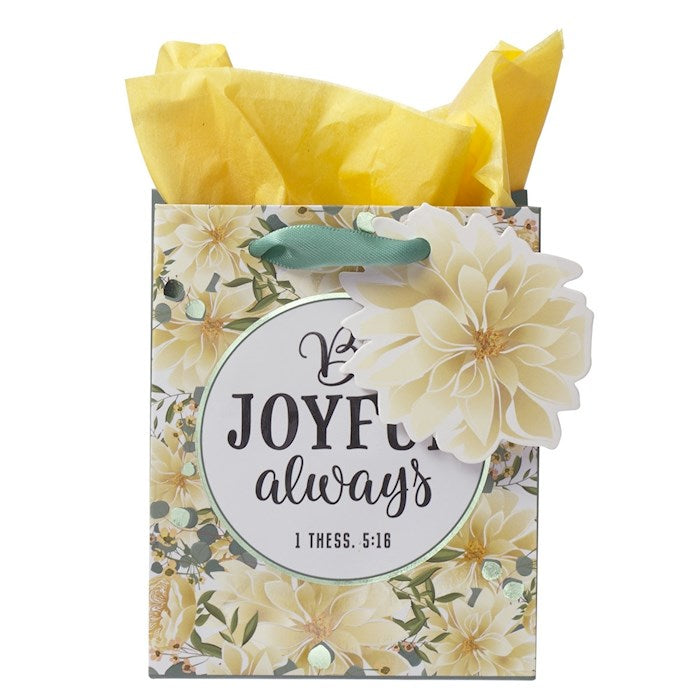 Gift Bag-Be Joyful Always w/Tag &amp; Tissue-Extra Small