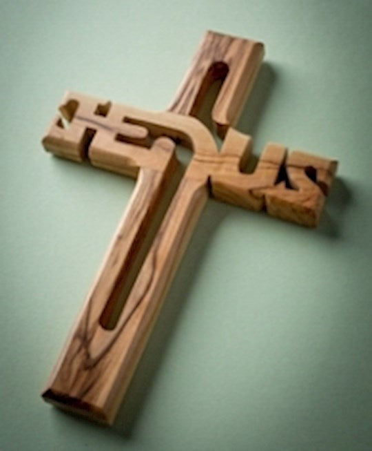Cross-Olive Wood-Wall-Small Jesus (6")