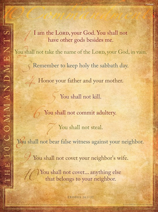 Chart-Ten Commandments (Catholic Edition) (Laminated Sheet) (19" X 26")
