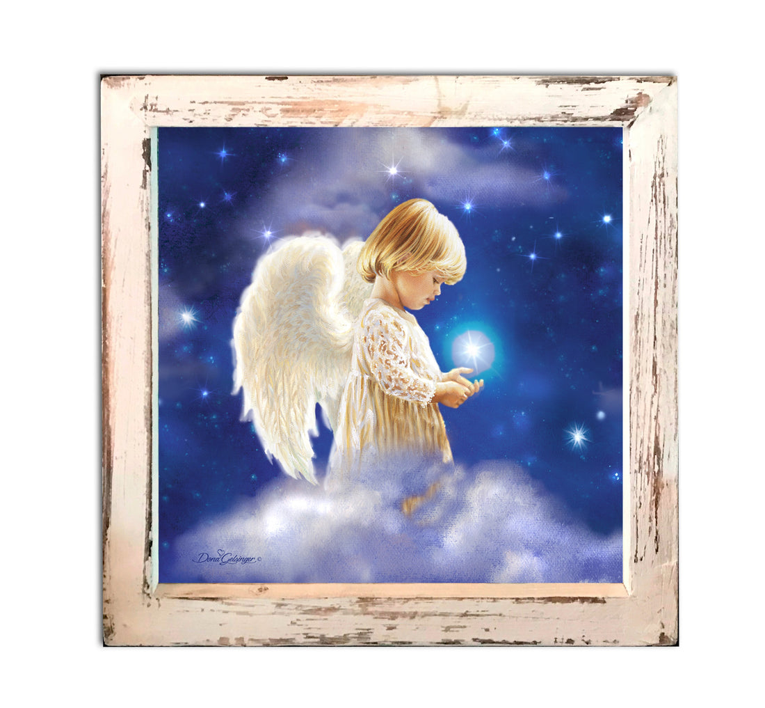 Shadowbox-Angel Star-LED Tabletop w/Timer (8&quot; x 8&quot; x 2&quot;)