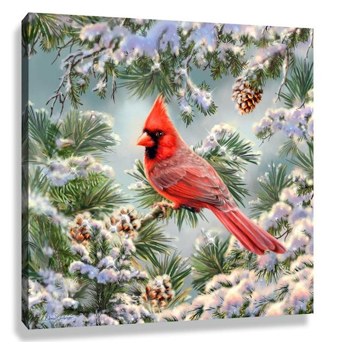 Pizazz Print-Snowy Pine Cardinal w/Swarovski Crystals (10" x 10")