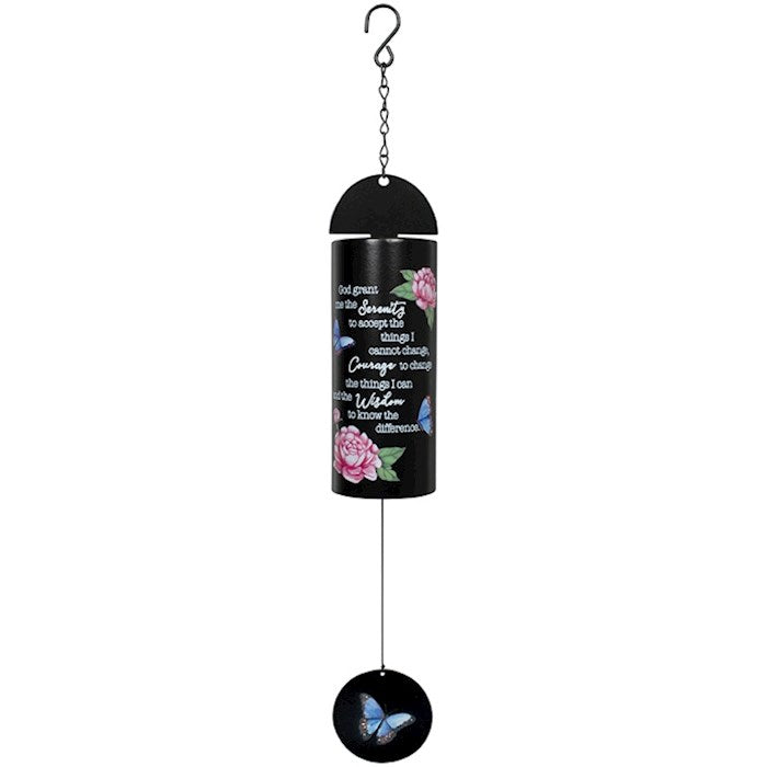 Wind Chime-Cylinder Sonnet-Slate Garden-Serenity Prayer-Black (22")