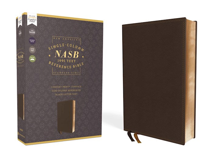 NASB 1995 Single-Column Reference Bible (Comfort Print)-Brown Leathersoft