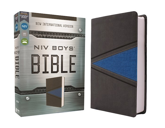 NIV Boys Bible-Gray/Blue Leathersoft