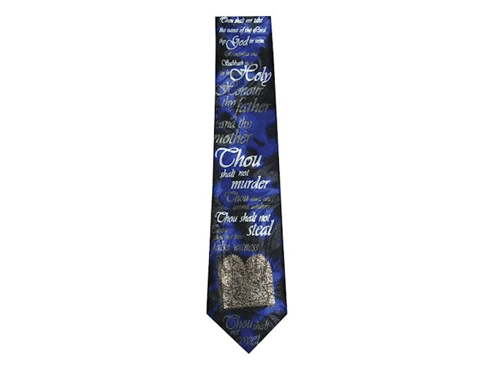 Tie-Ten Commandment-Polyester-Blue