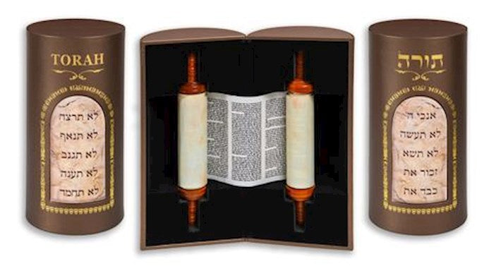Torah-Scroll (5 Books Of Moses) In Deluxe Leather Case (