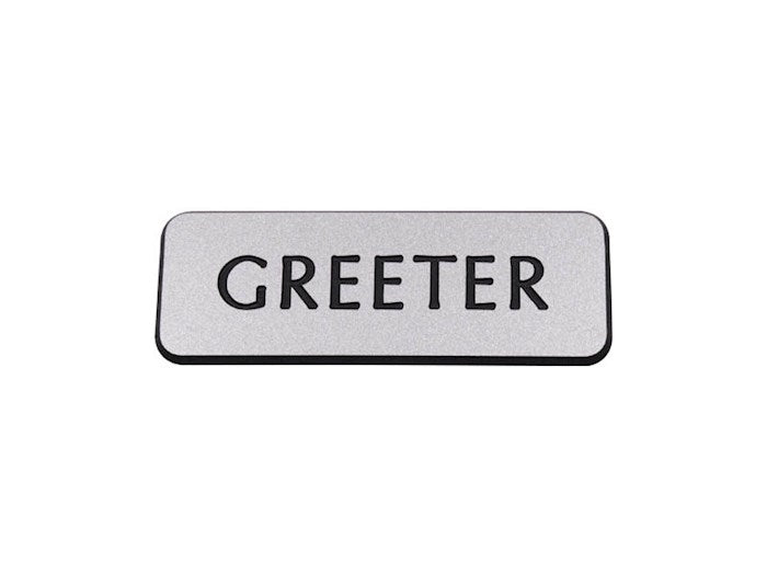 Badge-Contemporary-Greeter-Silver/Black-Magnetic Back