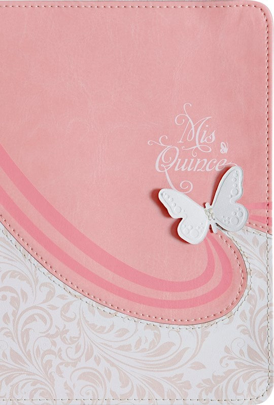 RVR 1960 Biblia Mis Quince (Sweet 15 Edition)-Pink &amp; White LeatherTouch