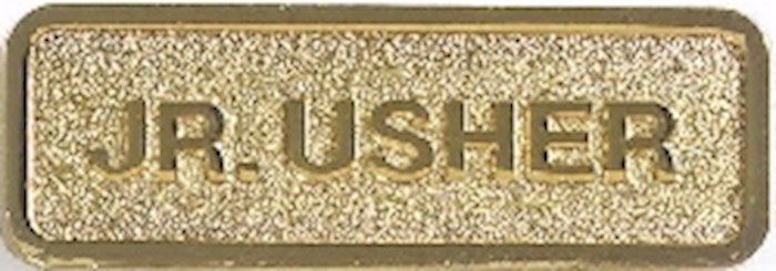 Badge-Jr Usher-Magnetic Back-Brass (2.75" x  .66")