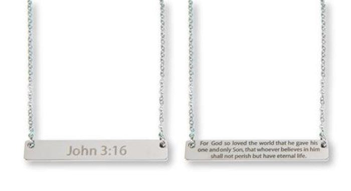 Necklace-John 3:16 Bar Style-Silver (