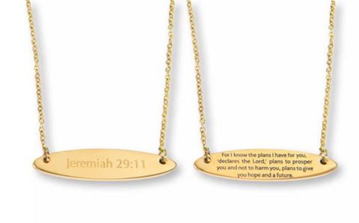 Necklace-Jeremiah 29:11 Bar Style-Gold (