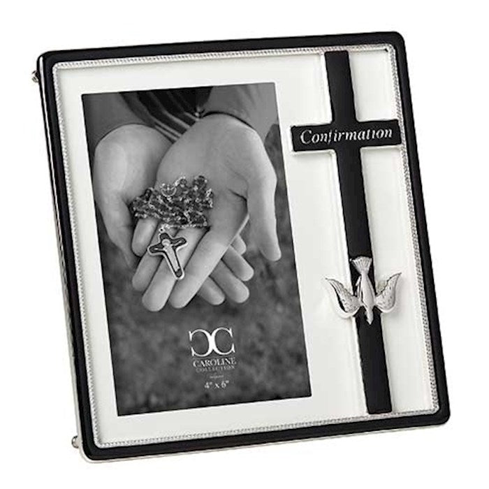 Frame-Confirmation-Black w/Cross And Dove (7.25")