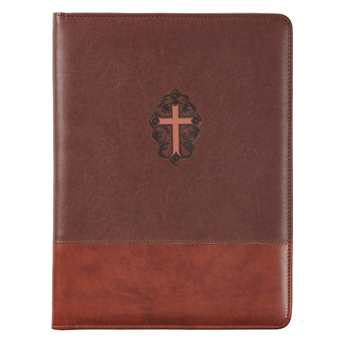 Folder-John 3:16-LuxLeather w/Pen &amp; Pad-Brown