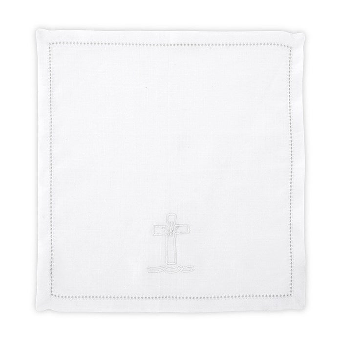 Baptismal Napkin-Embroidered Cross &amp; Dove (Pack Of 4)