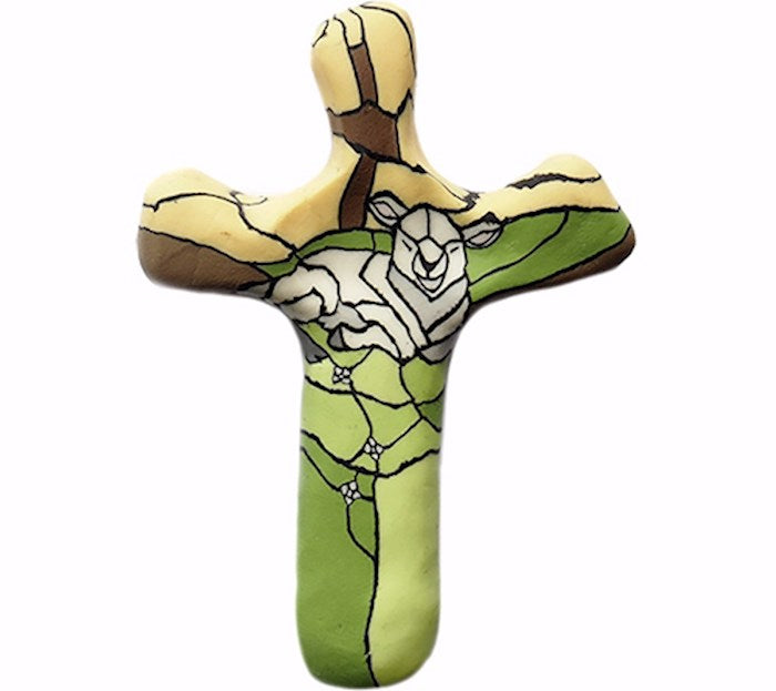 Cross-Pocket-Comforting Clay-Lamb Of God (3&quot; H)