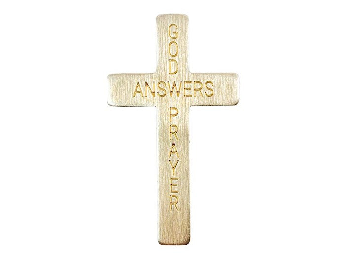 Pocket Cross-God Answers Prayer-Gold (Pack Of 50)
