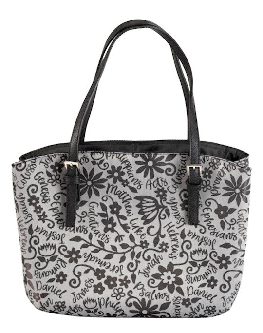 Bible Cover-Wedge Shape-Books Of The Bible-Jacquard-XLG-Grey Floral