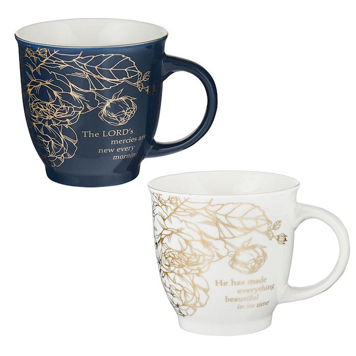 Mug Set-A Beautiful Morning (Set Of 2) (Lamentations 3:23 &amp; Ecclesiastes 3:1) (MUGS21)