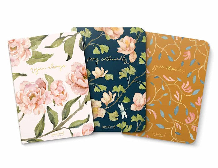 Notebook-Gracelaced Lined: Rejoice Pray Give (Set Of 3)