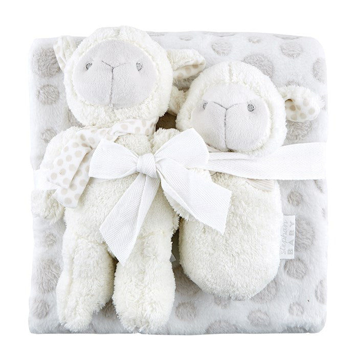 Lamb Blanket &amp; Toy Boxed Gift Set (3 Pieces)