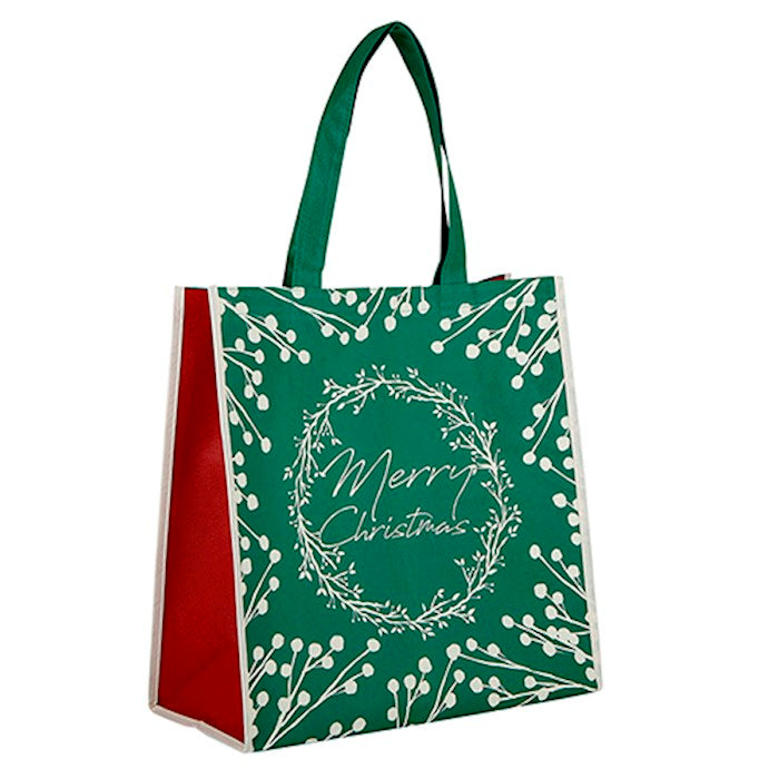 Tote Bag-Merry Christmas (13" Square/6" Gusset)-Nylon