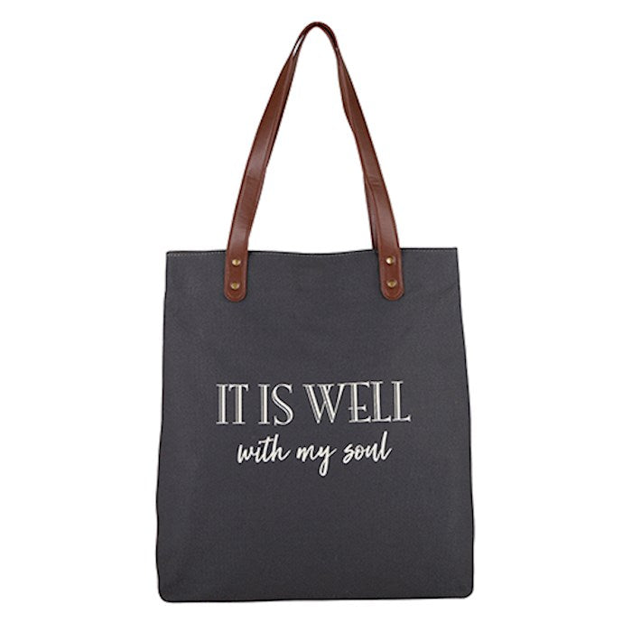 Tote Bag-It Is Well With My Soul (13.5" X 16" W/3" Gusset)-Canvas