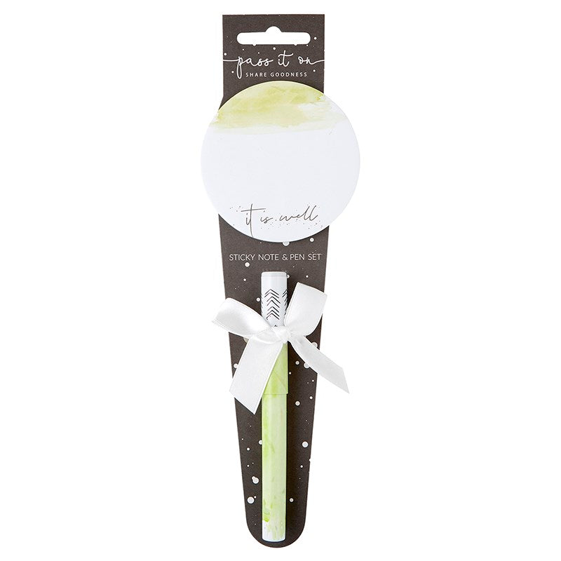 Pen w/Sticky Notepad Set-It Is Well (9.75&quot;)