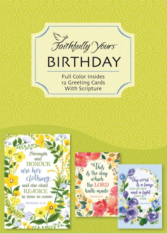 Boxed Card-Birthday-Floral Scripture (Box Of 12)