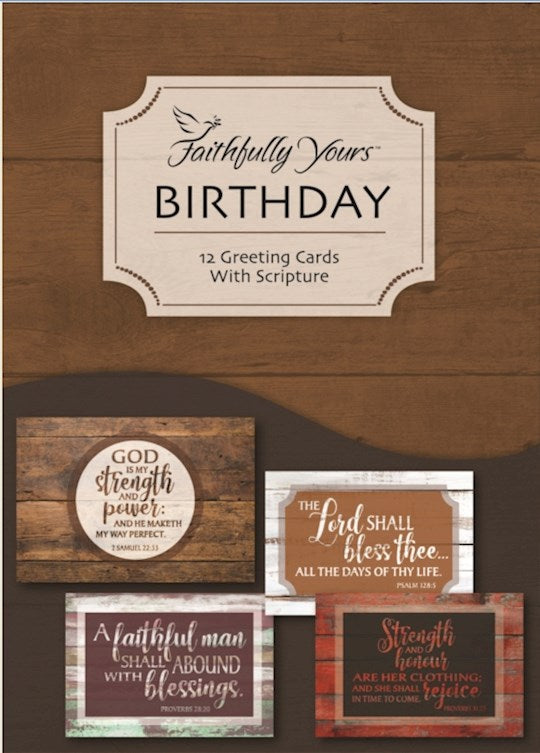 Boxed Card-Birthday-Wood Blessings (Box Of 12)