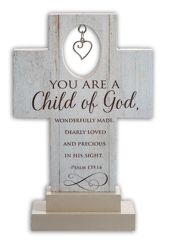 Cross-Standing-Child Of God w/Heart Charm (6")