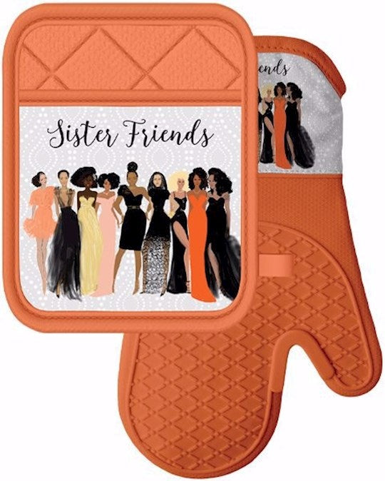 Oven Mitt &amp; Pot Holder Set-Sister Friends (Set Of 2)