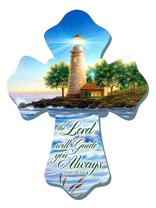 Wall Cross-Lighthouse/The Lord Will Guide You (6" x 8")