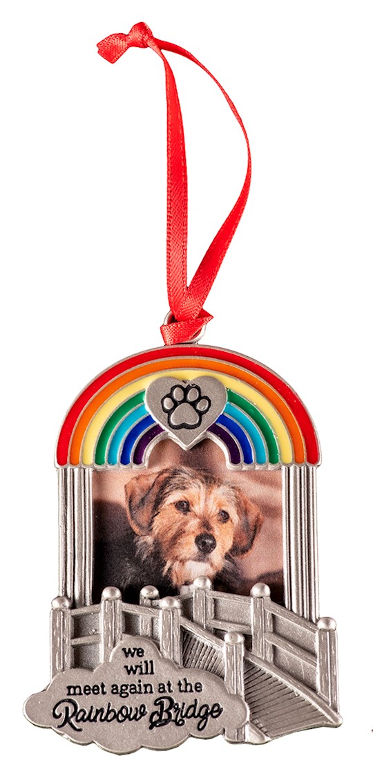 Ornament-Pet Memorial-Rainbow Bridge (Holds 1.5 x 1.25 Photo)