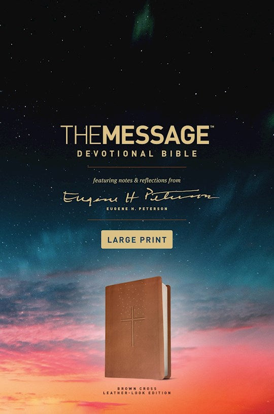 The Message/Large Print Devotional Bible-Brown LeatherLook