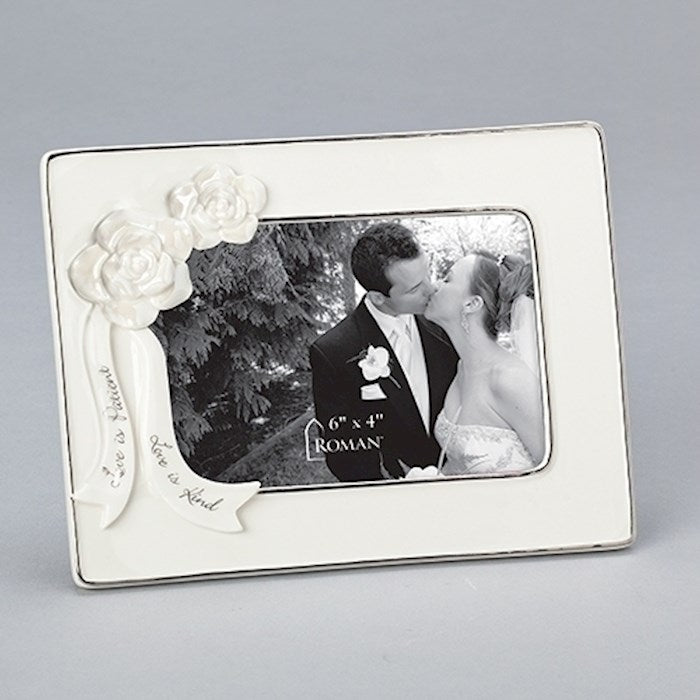Frame-Wedding-Love Is Patient Love Is Kind/Flower-Horizontal (Holds 5 x 7 Photo)