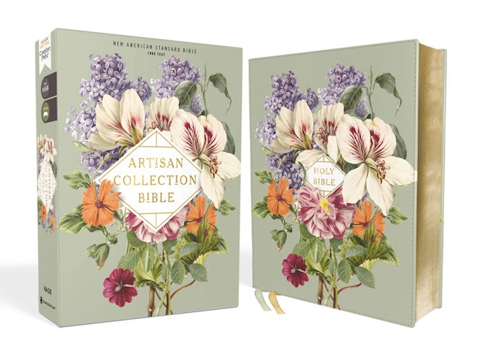 NASB 1995 Artisan Collection Bible (Comfort Print)-Sage Floral Leathersoft