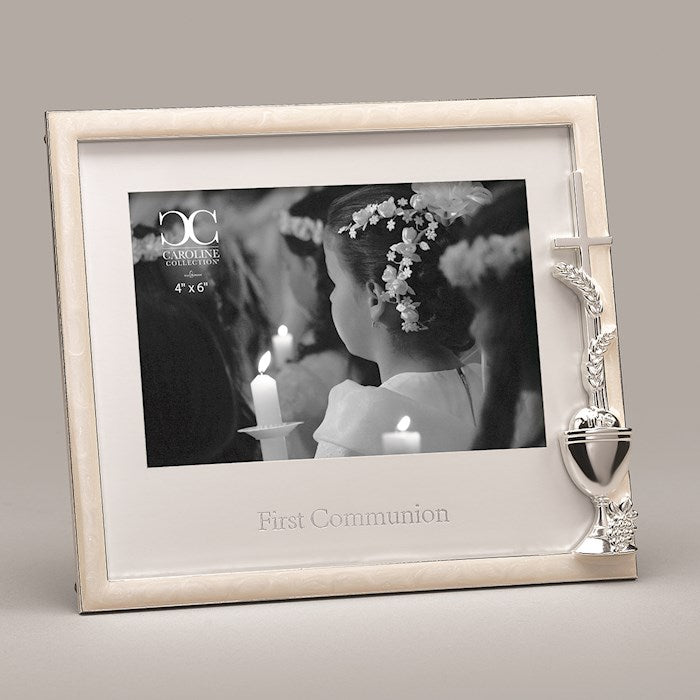 Frame-First Communion W/Cross/Wheat &amp; Chalice (6.75")