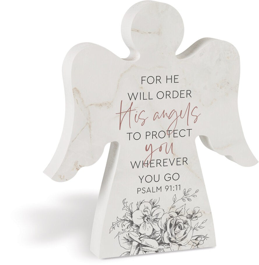 Tabletop Angel-For He Will Order His Angels... (Psalm 91:11) (5.25&quot;w x 6&quot;H)