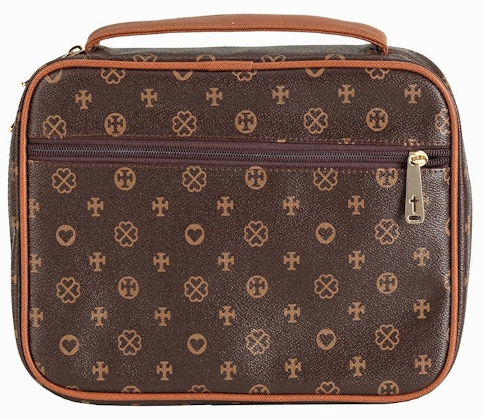 Bible Cover-Faith Collection Cross &amp; Heart-XLG-Brown