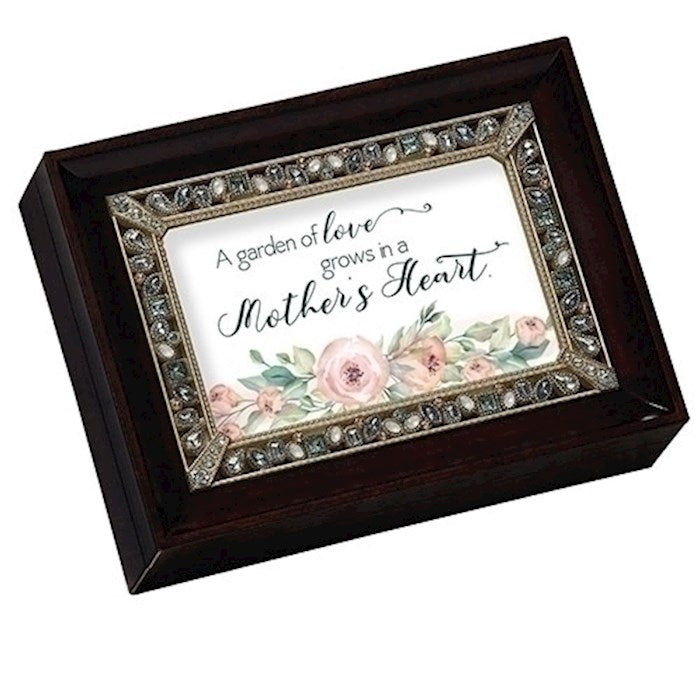 Music Box-Garden Of Love/Mothers Heart-Brown/Fur Elise (8" X 6.25" X 2.75")