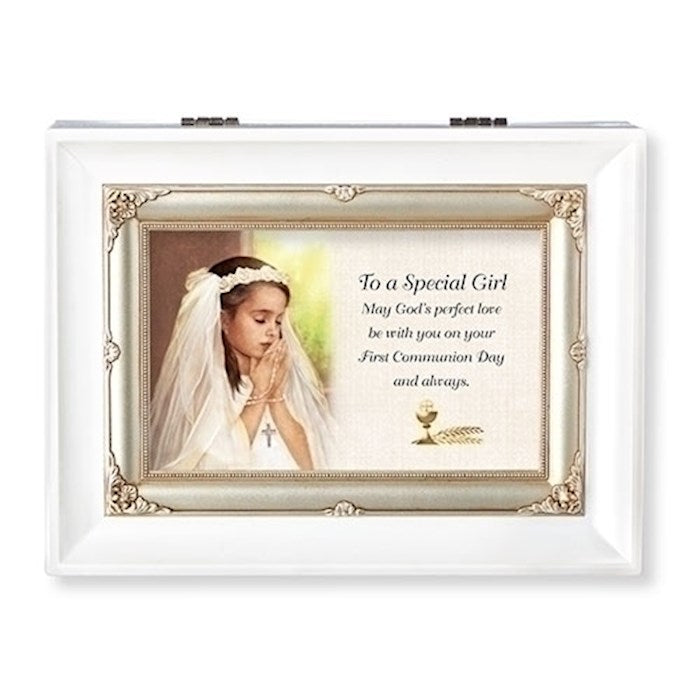 Music Box-To A Special Girl-White/Amazing Grace (8" X 6.25" X 2.75)