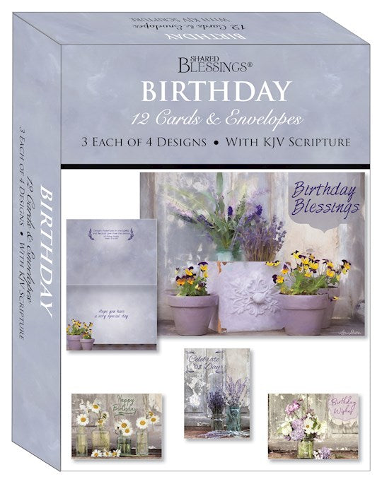 Boxed Card-Birthday Floral Celebration (Shared Blessings) (Box Of 12)
