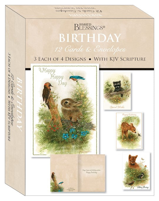 Boxed Card-Birthday-Baby Animals (Shared Blessings) (Box Of 12)